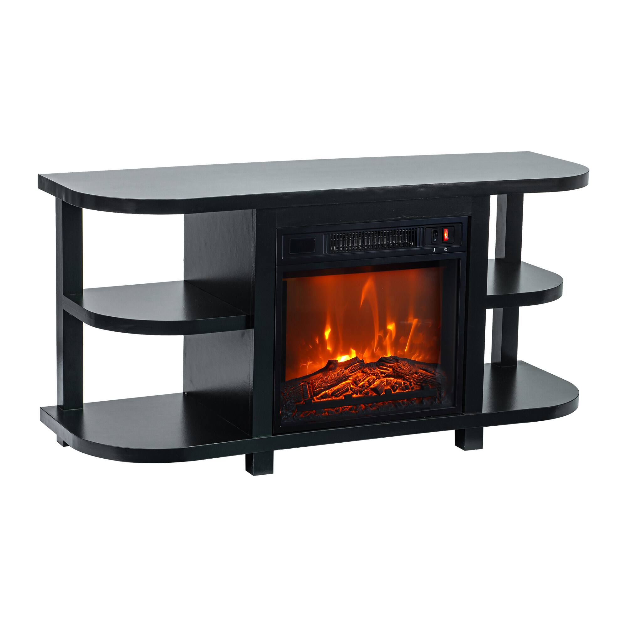 Alt View 8. Ihomeadore - 48" Modern TV Stand with 18" Insert Electric Fireplace and Open Storage Shelves Media Console for TVs up to 55" - Black.