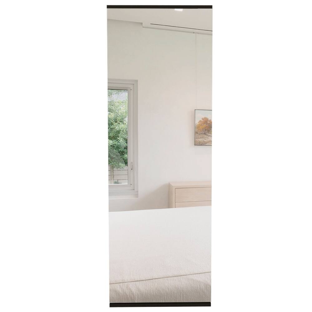 Angle. Loheer - Loheer Wall Mounted Shoe Rack With Mirror, Black Single Door Cabinet, Ten Pairs Capacity - Black.
