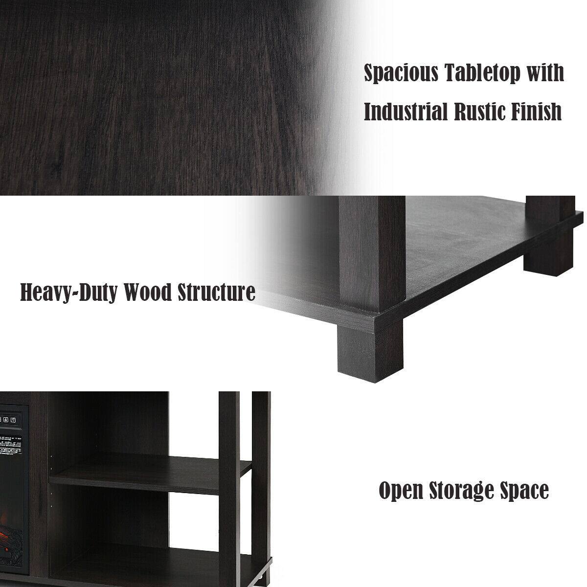 Spacious Tabletop with Industrial Rustic Finish, Heavy-Duty Wood Structure, Open Storage Space