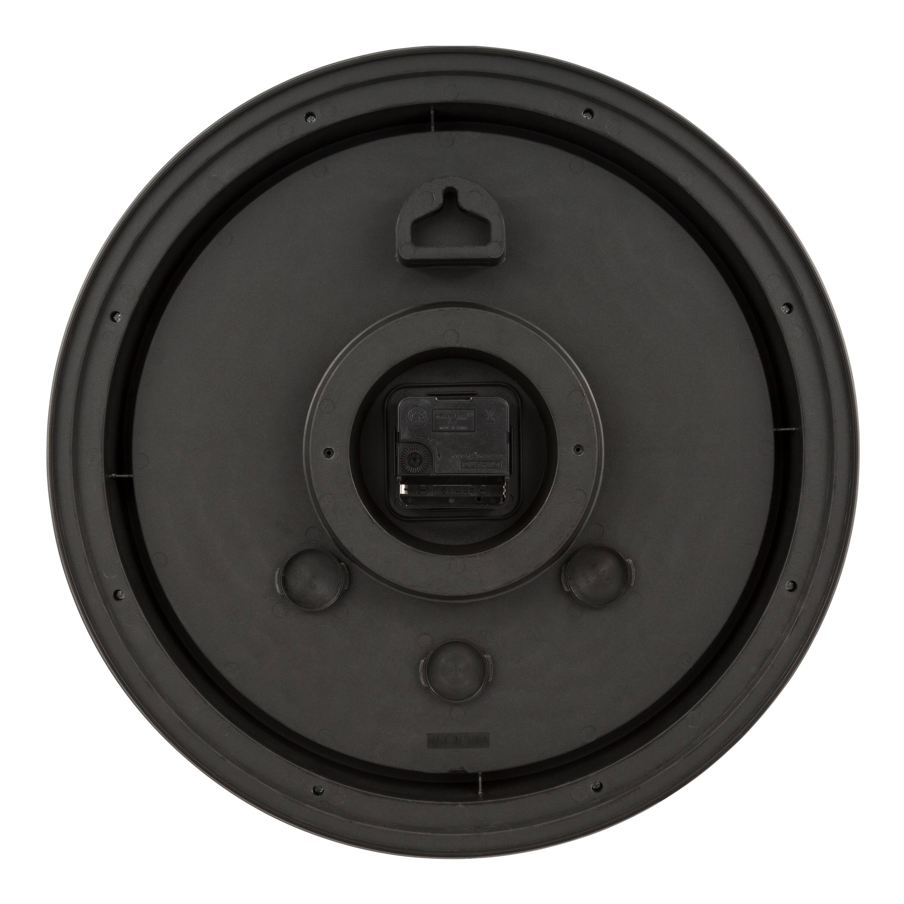 Back. La Crosse Clock Co. - 15.75 Inch Landshark Margaritaville Indoor/Outdoor Quartz Analog Wall Clock - Yellow/White.