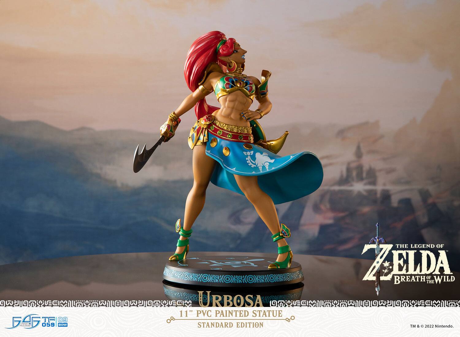 T07 T wAANANAAAONO URBOSA 11" PVC PAINTED STATUE 646 TE 09 0 08 ..O 059 BOW STANDARD EDITION THE LEGEND OF ZELDA 7 BREATH OF WILD THE TM & C 2022 Nintendo.

Corrected text:
T07 T wAANANAAAONO URBOSA 11" PVC PAINTED STATUE 646 TE 09 0 08 ..O 059 BOW STANDARD EDITION THE LEGEND OF ZELDA BREATH OF WILD THE TM & C 2022 Nintendo.