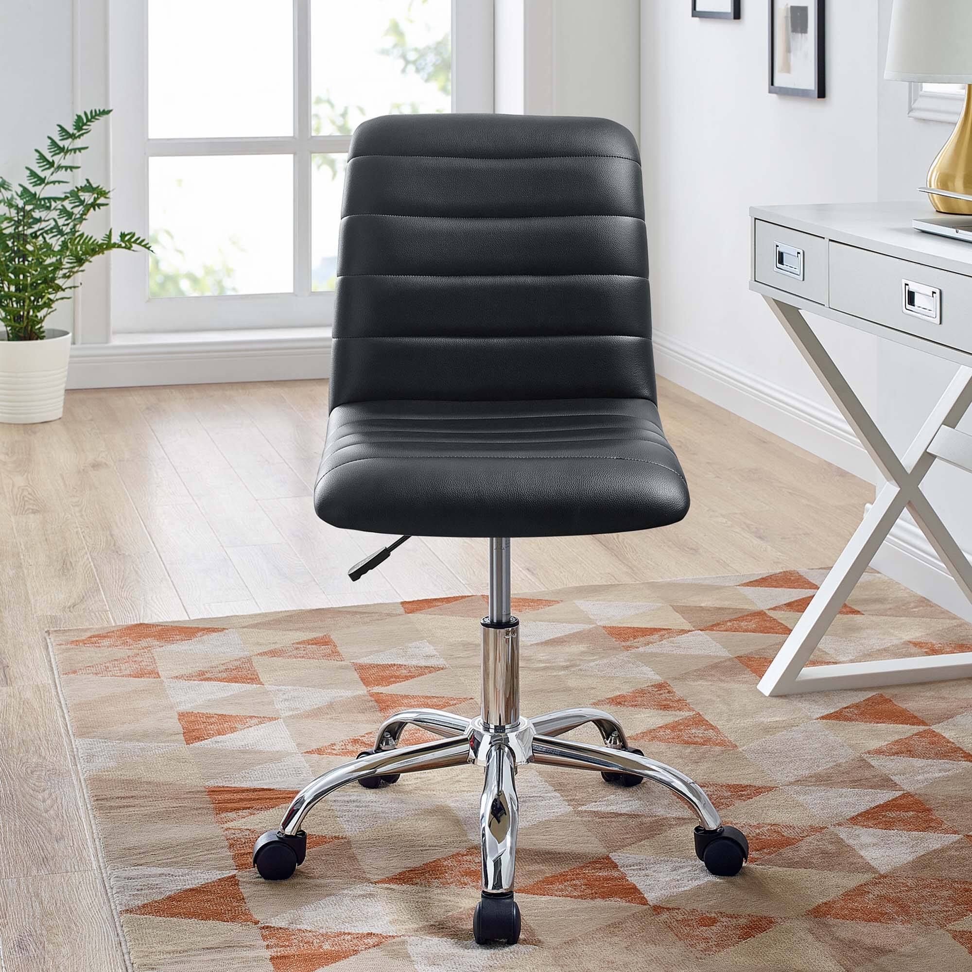 Alt View 8. Modway - Ripple Armless Mid Back Vinyl Office Chair by Modway - Black.