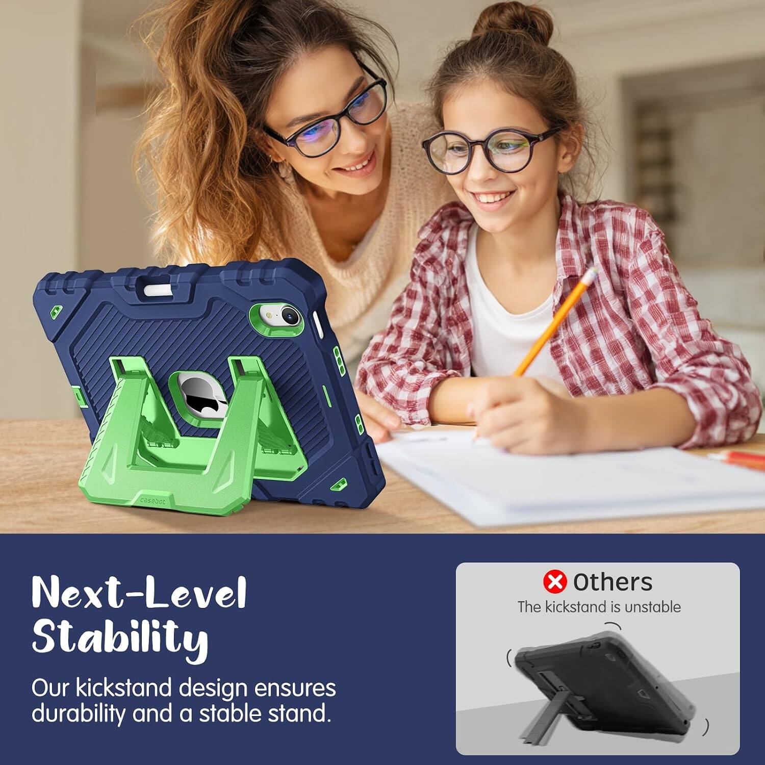 Next-Level Stability  
Our kickstand design ensures durability and a stable stand.  

Others  
The kickstand is unstable