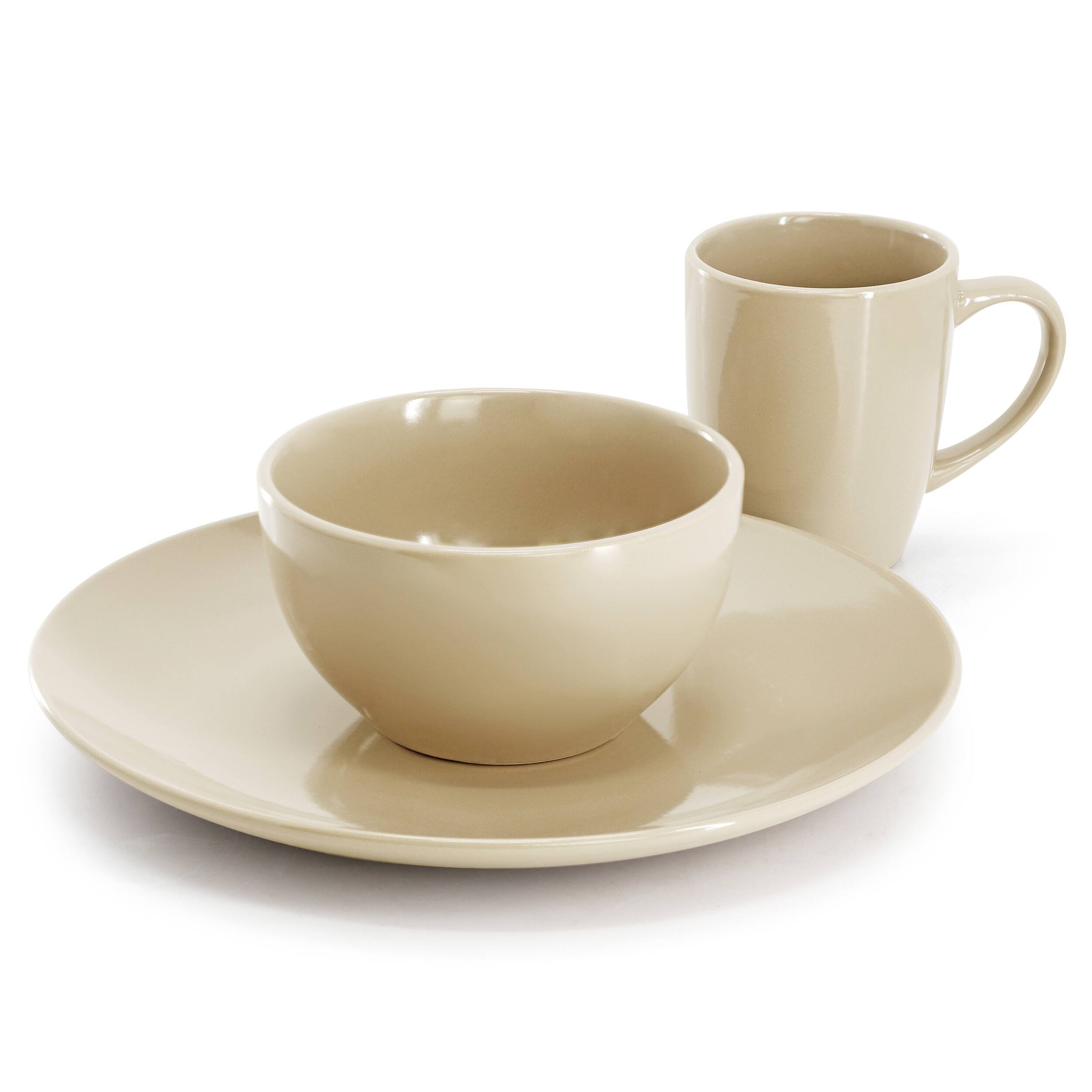 Alt View 1. Gibson - Gibson Home Everyday Plus 12 Piece Stoneware Dinnerware Set in Cream - Cream.