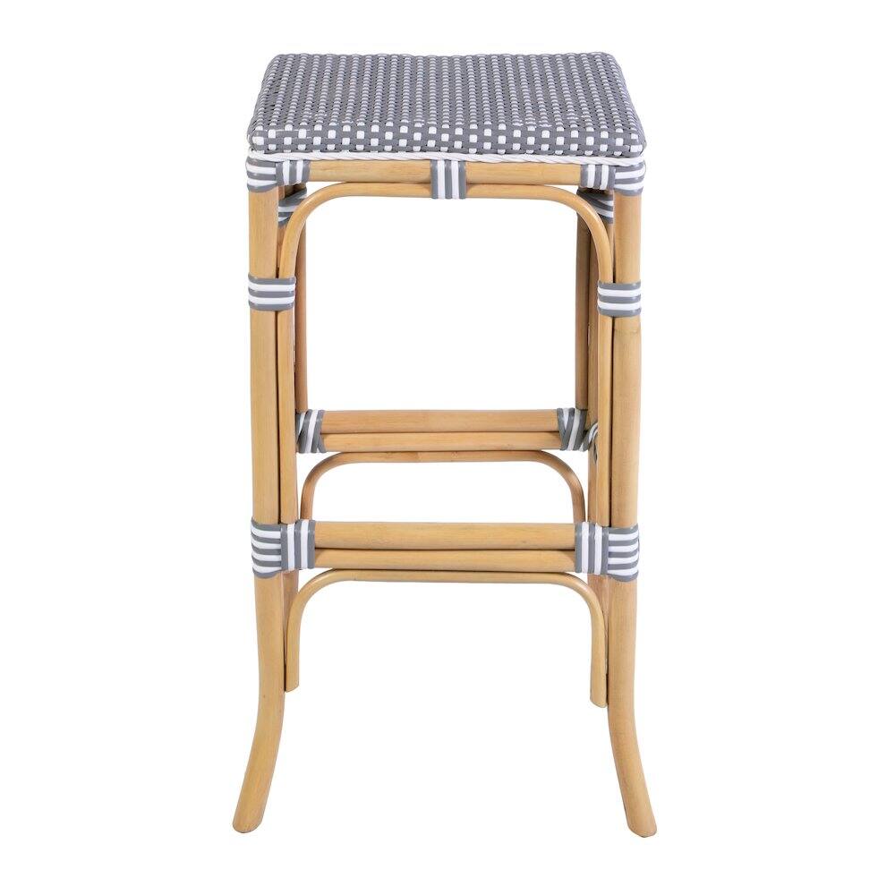 Back. Butler Specialty - Laguna 30.5 in. Seat Height Rectangular Rattan Backless Bar Stool Gray and White - Gray And White.