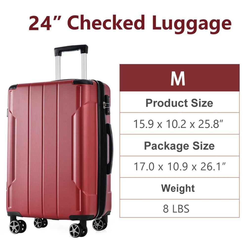24" Checked Luggage

M

Product Size: 15.9 x 10.2 x 25.8"

Package Size: 17.0 x 10.9 x 26.1"

Weight: 8 LBS