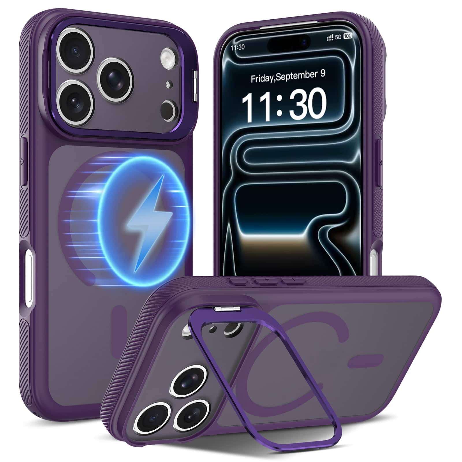 Dteck - Magnetic Case for Apple iPhone 17 Pro Max, Compatible with MagSafe, Matte Translucent Back Cover with Kickstand - Purple price history on PriceWatchPro