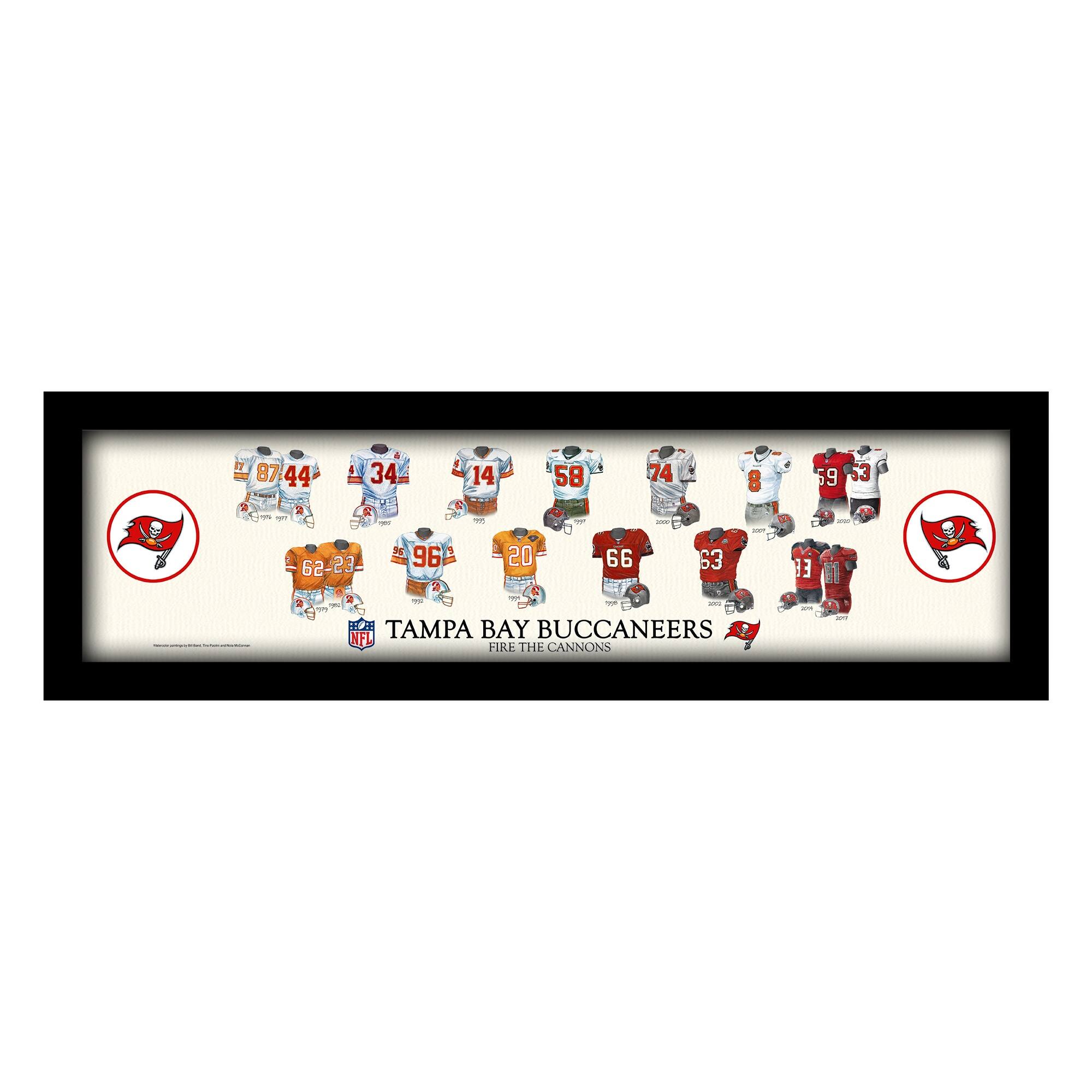 Sporticulture - Tampa Bay Buccaneers 8" x 26" Framed Art Uniform Heritage Print - Multicolor