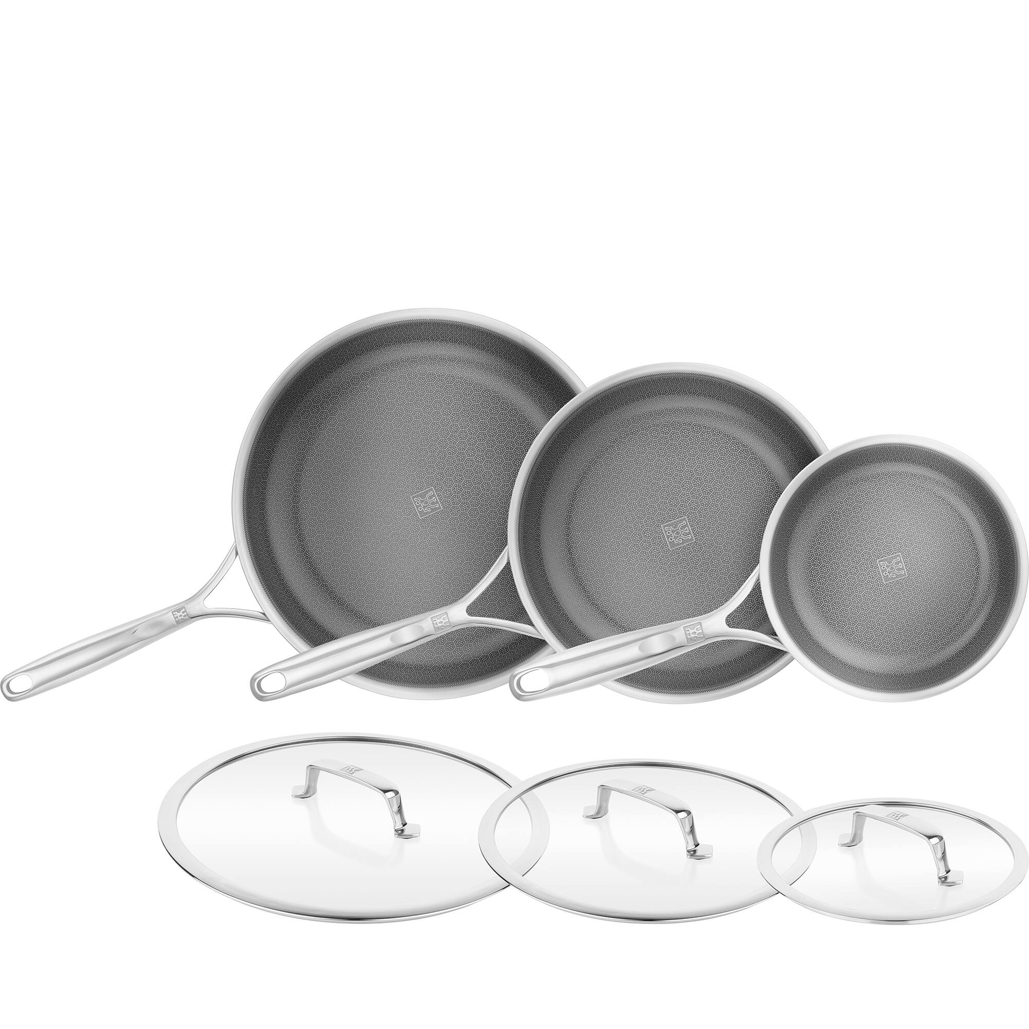 Alt View 5. ZWILLING - ZWILLING Peak 6-pc Stainless Steel Ceramic Nonstick Dual Performance Fry Pan Set - Stainless Steel.
