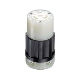 Leviton - Industrial Nylon Grounding Locking Connector L6-20R 16-10 AWG 2 Pole 3 Wire - Black|White