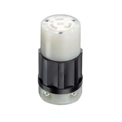 Front. Leviton - Leviton Industrial Nylon Grounding Locking Connector L6-20R 16-10 AWG 2 Pole 3 Wire - Black|White.