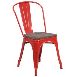 Flash Furniture - Perry Metal Stackable Chair with Wood Seat - Red