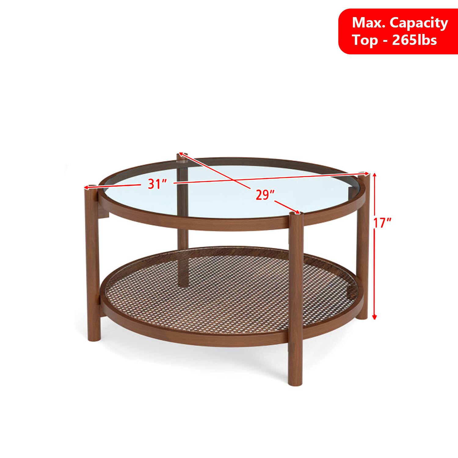 Max. Capacity Top - 265lbs  
31" 29" 17"