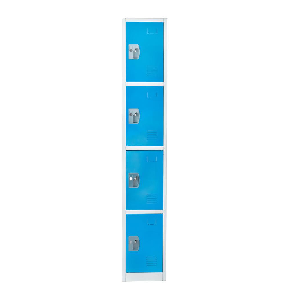 Angle. AdirOffice - Storage Locker 629-Series 72" H 4-Tier Steel Key Lock 4-Shelf Locker with Key Lock - Blue.