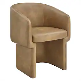 Verity Barrel Back Vegan Leather Dining Chair by Modway - Brown