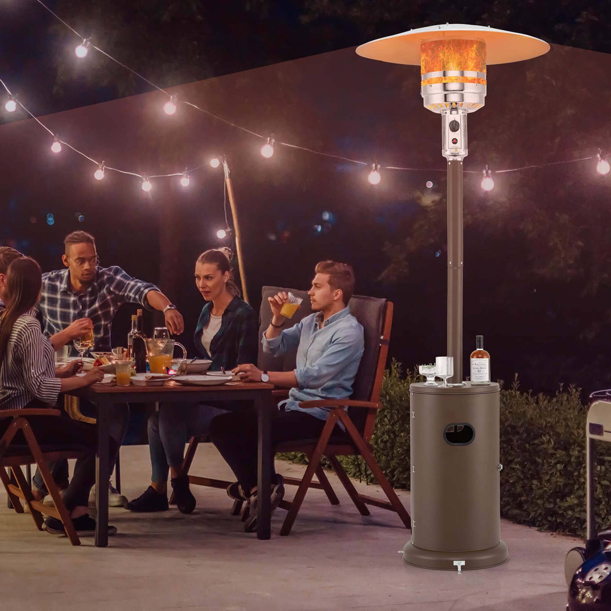 Alt View 3. Costway - Costway 50,000 BTU Patio Heater with Wheels Round Table Design & Stainless Steel Burner Brown - Brown.