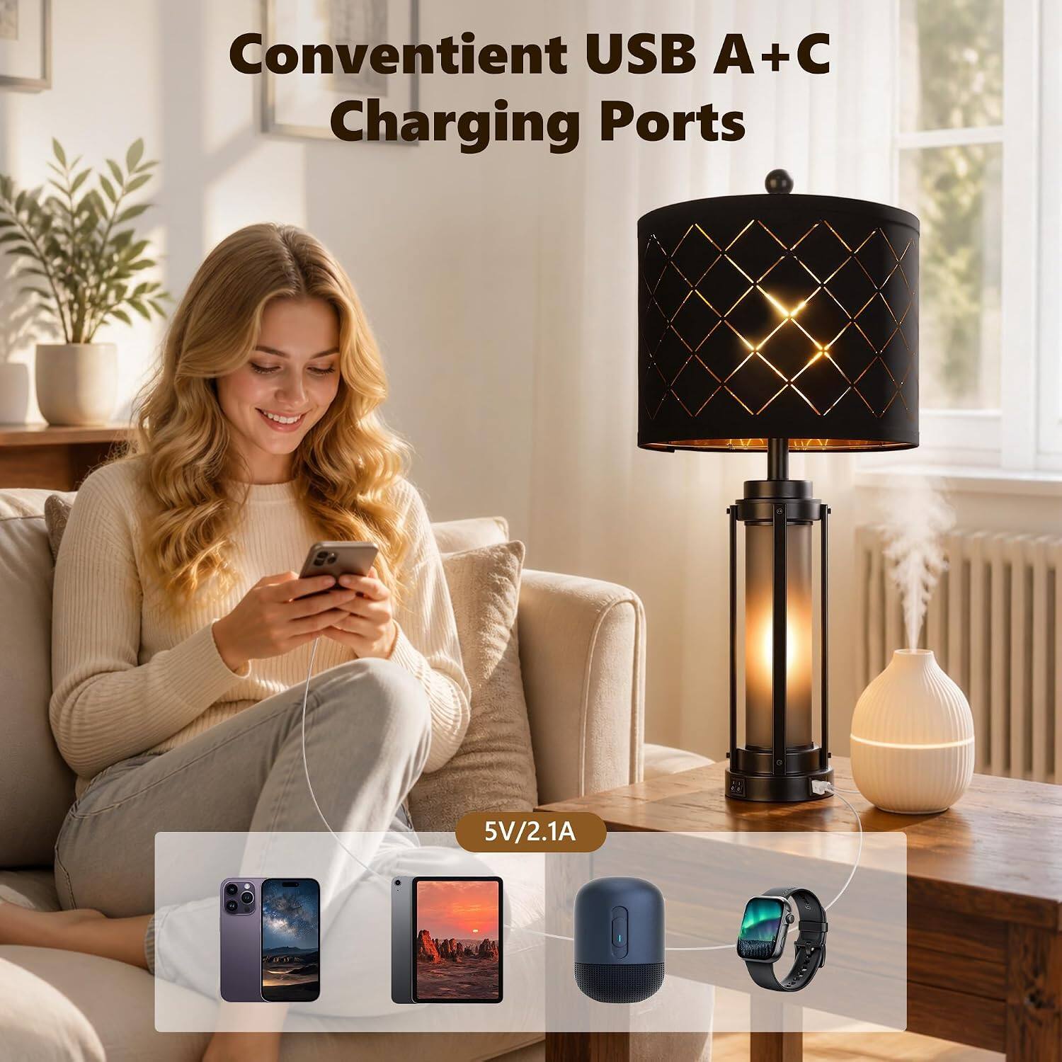 partphoner 27'' Modern Table Lamp Set of 2 Black - Best Buy