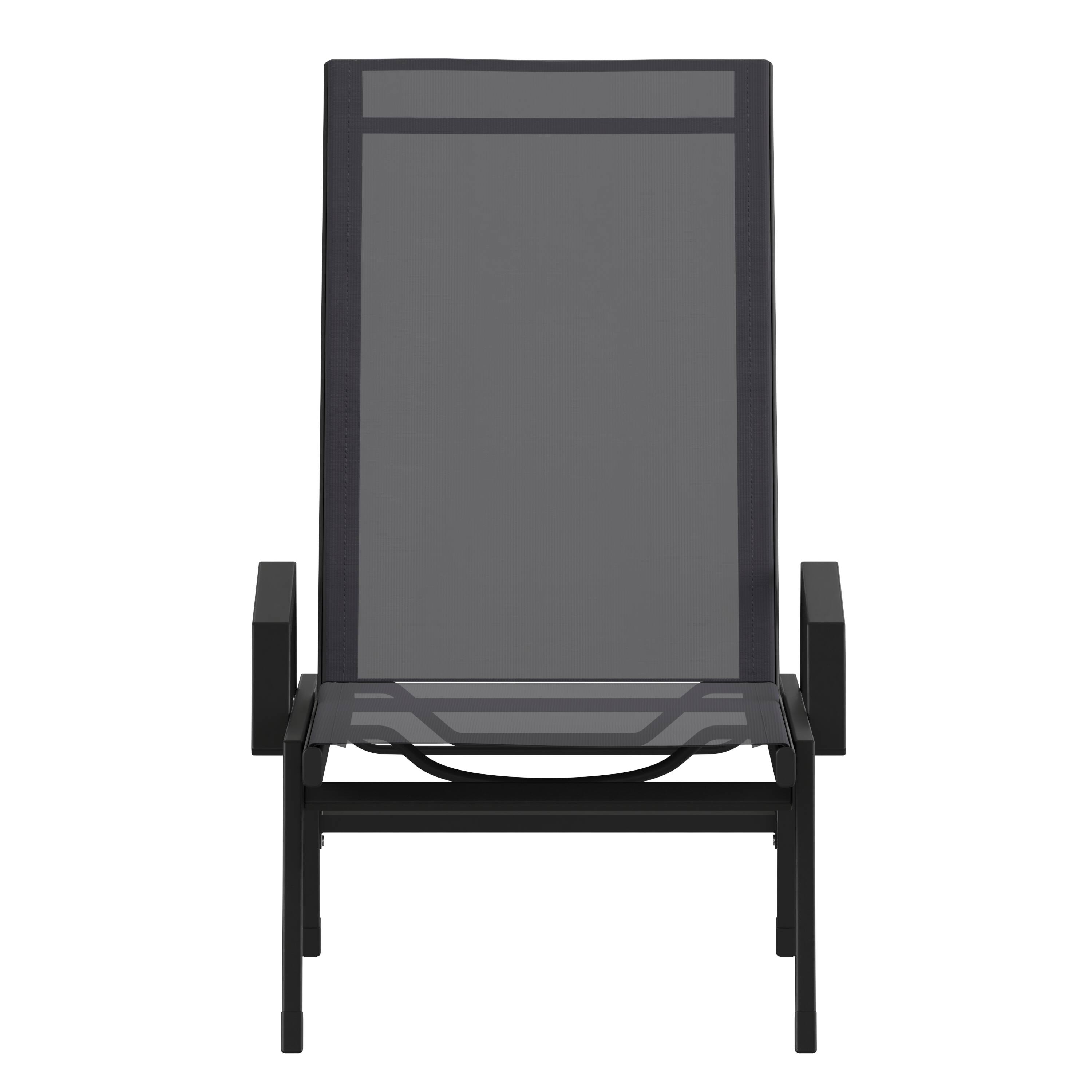 Alt View 9. Emma + Oliver - Braelin Textilene Adjustable 5 Position Patio Chaise Lounge with Armrests and Metal Frame - Black/Black.