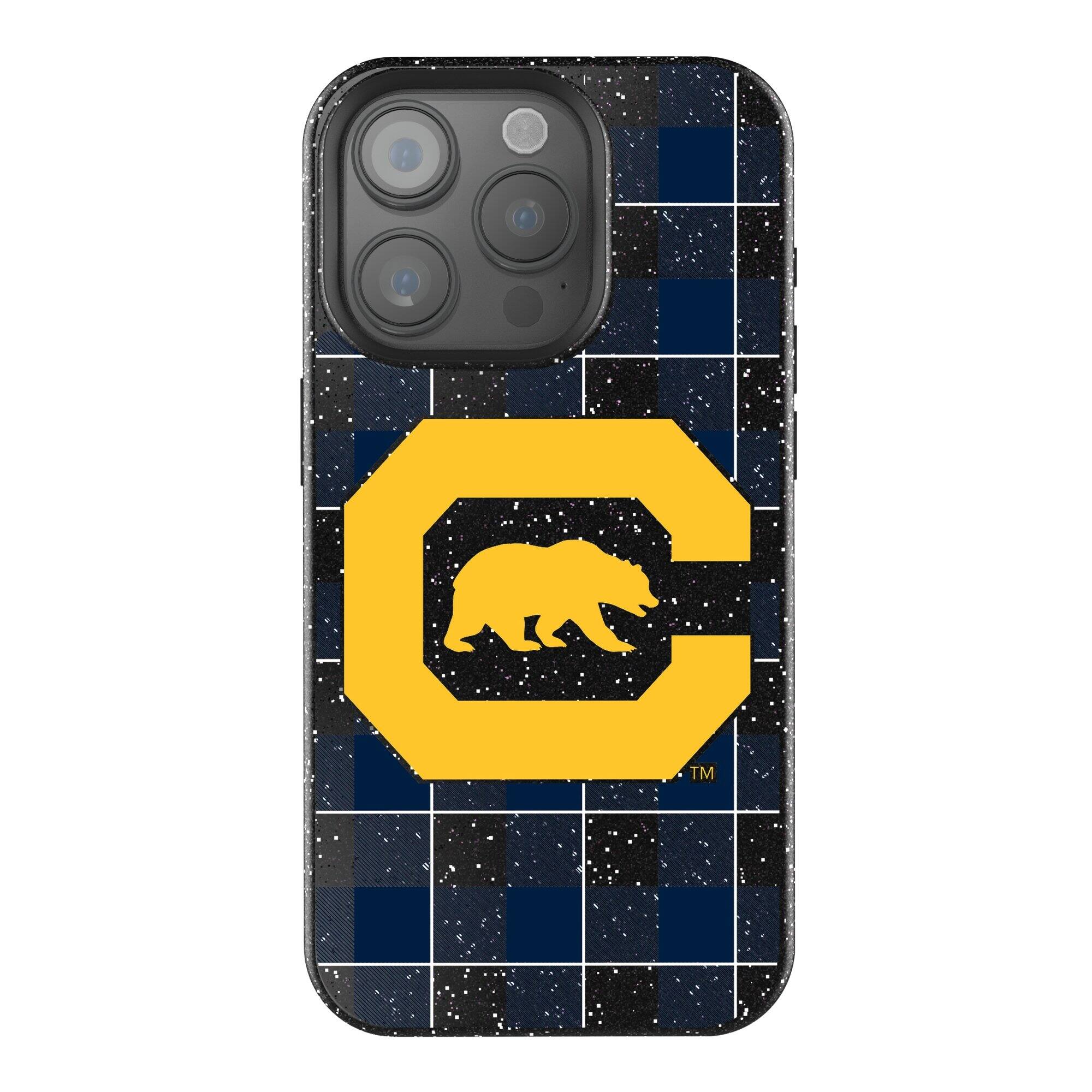 Front. Keyscaper - Cal Bears Plaid Bling iPhone Case - 16 - Black.