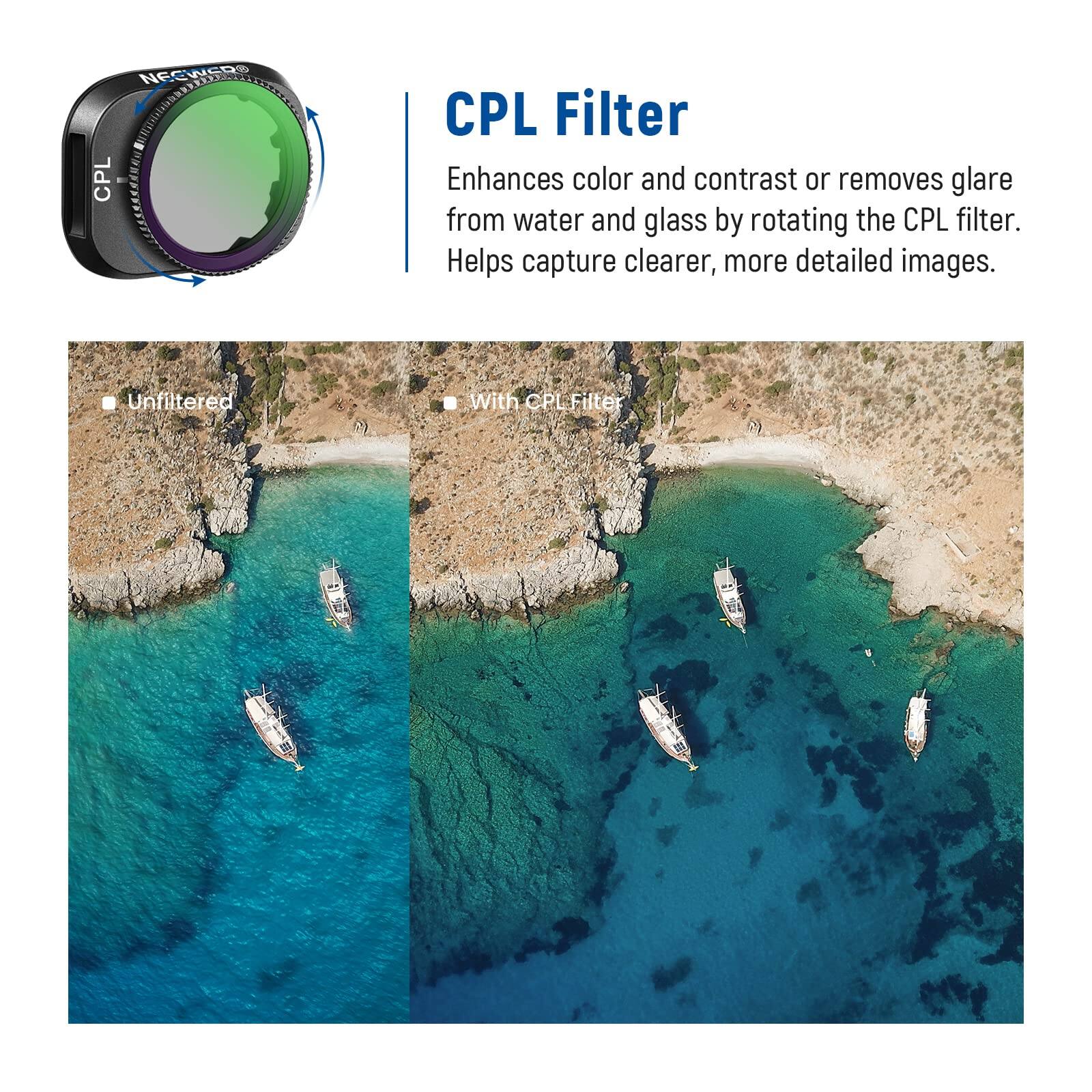 CPL Filter

Enhances color and contrast or removes glare from water and glass by rotating the CPL filter. Helps capture clearer, more detailed images.

Unfiltered

With CPL Filter