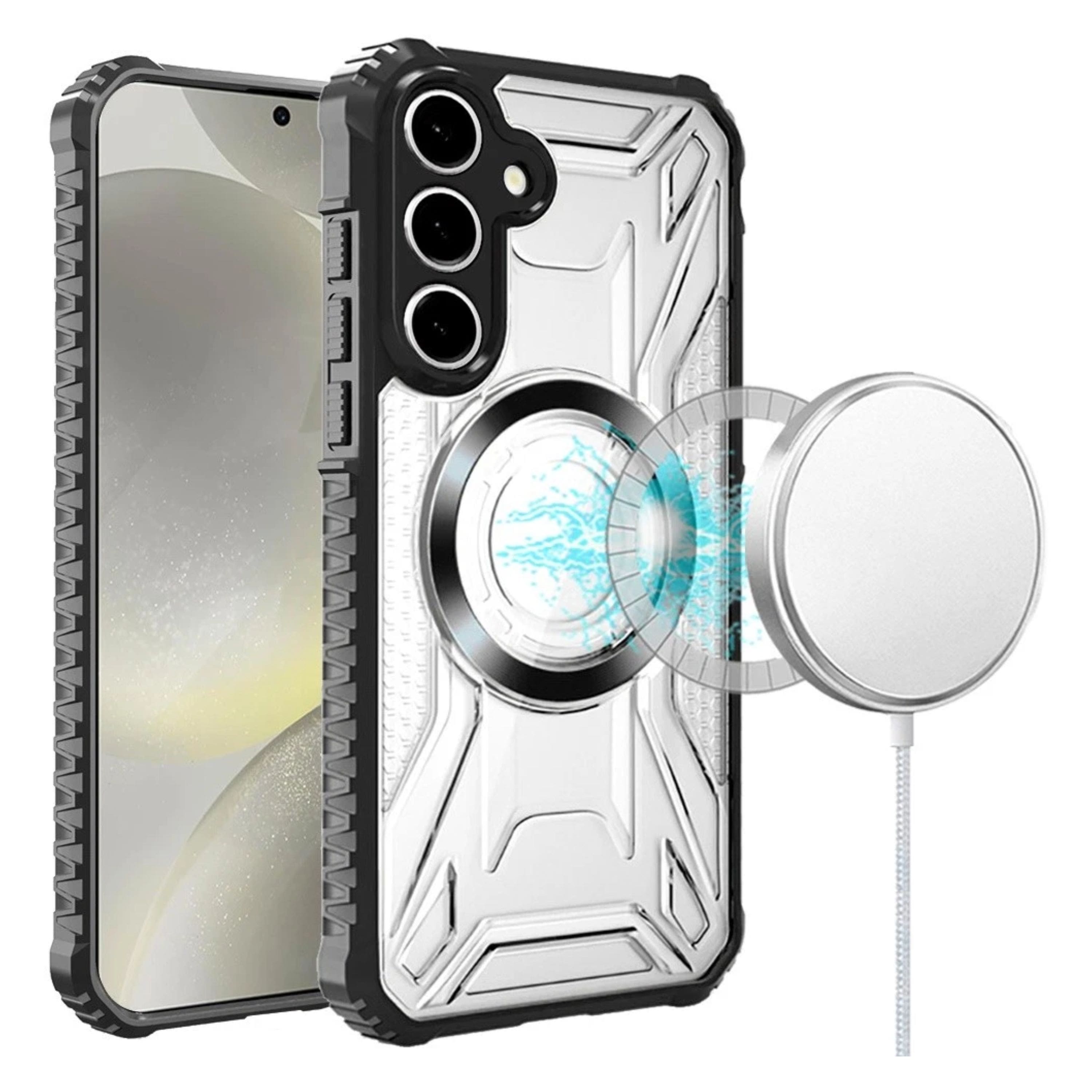Kitcheniva - Shock Absorbent Cover Magnetic Circle Phone Case With Tempered Glass For Samsung Galaxy S25/S24 - Black price history on PriceWatchPro