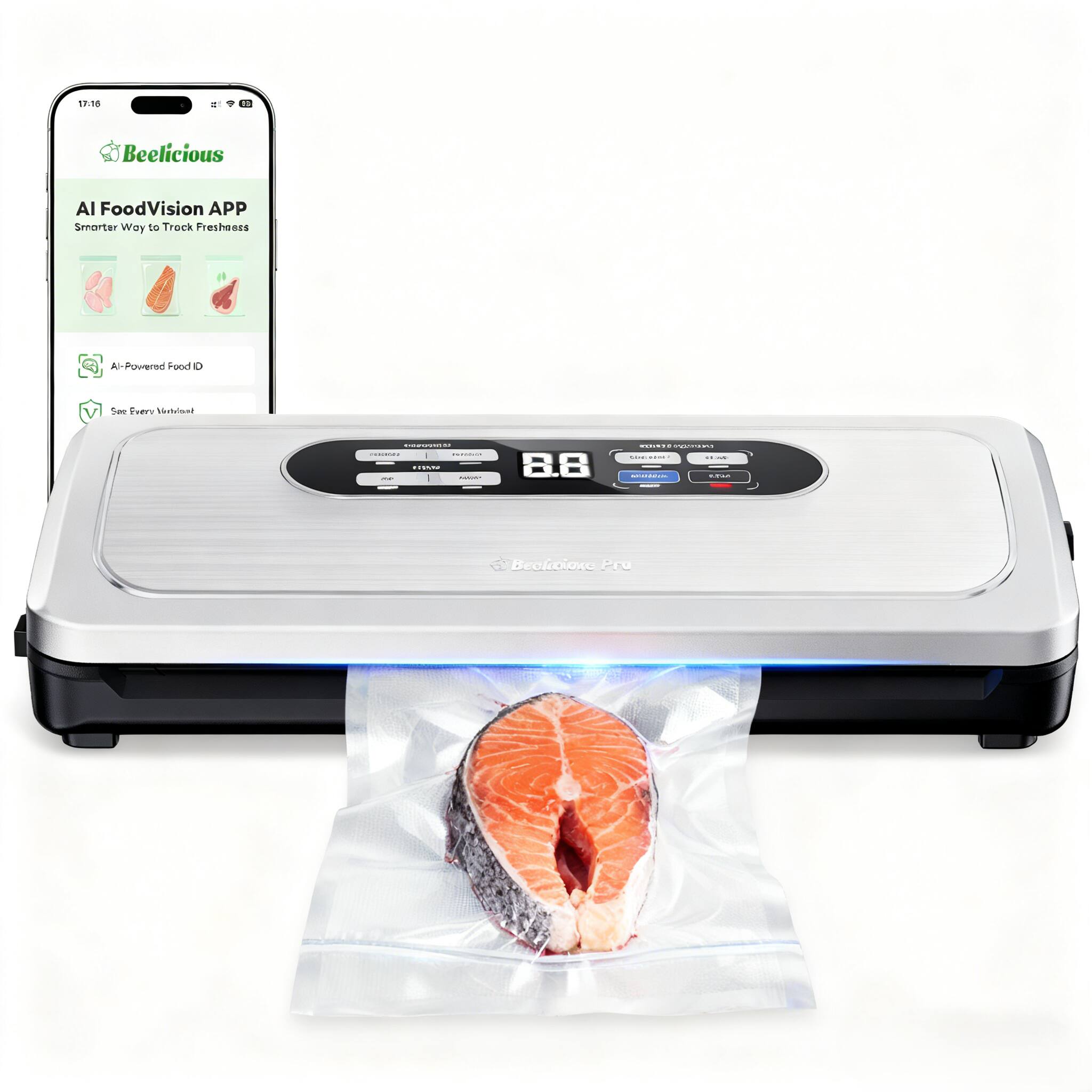 10.58  
Beelicious AI FoodVision APP  
Smarter Way to Track Freshness  
AI-Powered Food ID  
Save Every Bit of Food  

Beelicious Pro