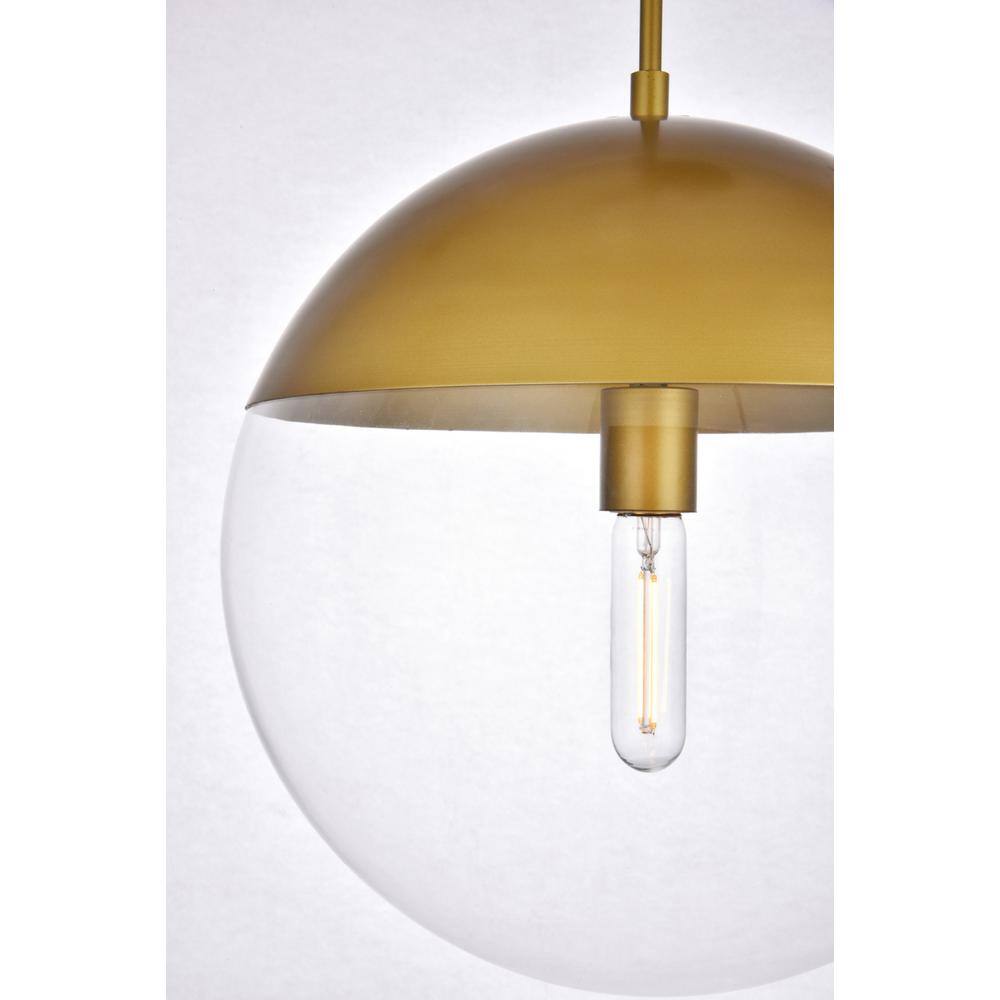Alt View 1. Living District - Eclipse 1 Light Brass Pendant With Clear Glass - Brass And Clear.