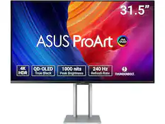 31.5" ASUS ProArt OLED 4K QD-OLED 1000 nits HDR True Black Peak Brightness 240 Hz Refresh Rate THUNDERBOLT.