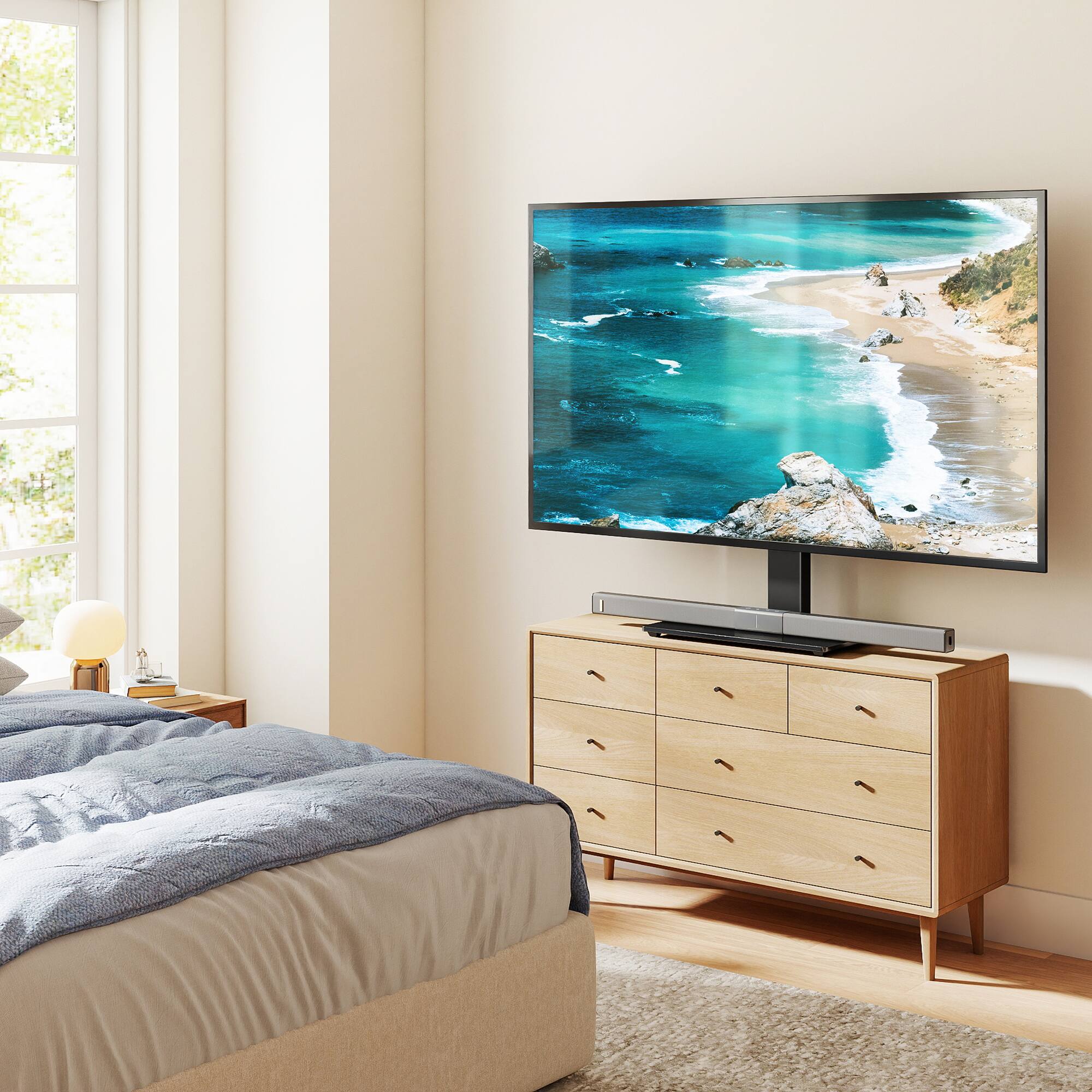 Alt View 4. Rfiver - 34-70 inches flat-panel curved-angle TV stand - Black.