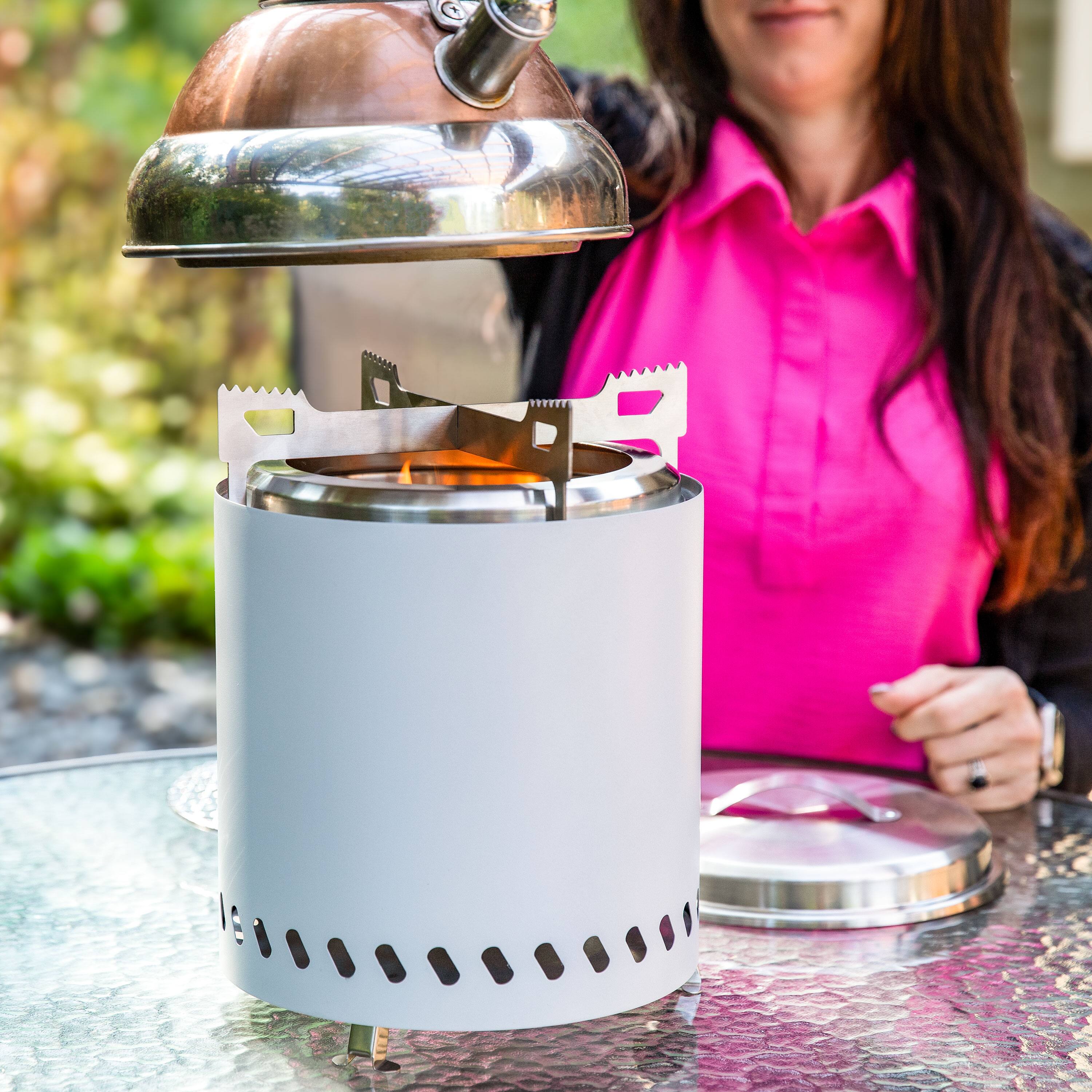 Alt View 3. Sunnydaze - 3-pc Accessory Kit for Smokeless Tabletop Fire Pit - 8.75-in. - Silver.