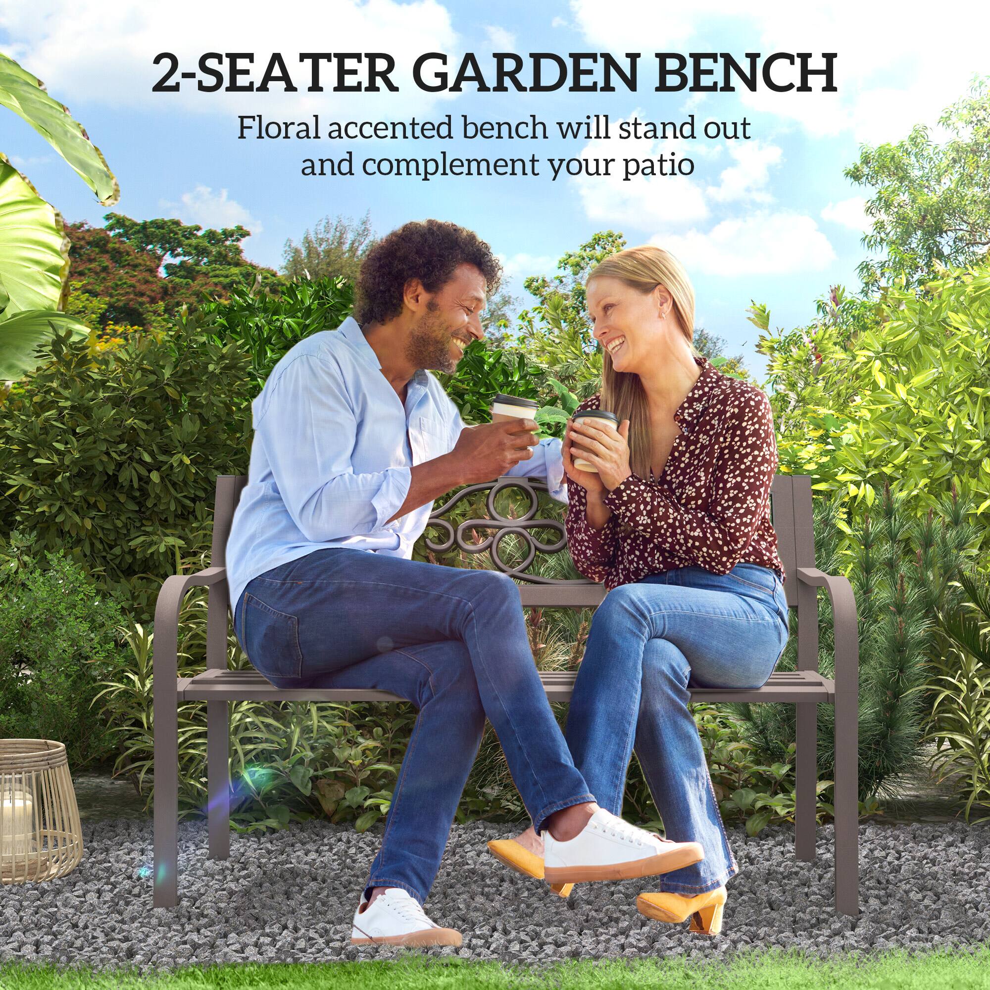 2-SEATER GARDEN BENCH
Floral accented bench will stand out and complement your patio