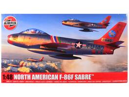 Level 2 Model Kit North American F-86F Sabre Aircraft with 2 Scheme Options 1/48 Plastic Model Kit by Airfix - Multi