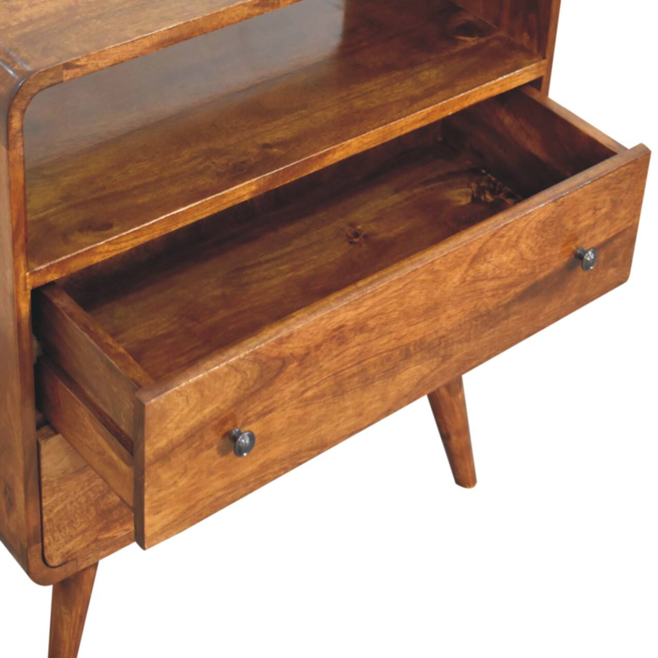 Alt View 1. Artisan Furniture - Artisan Furniture Solid Wood Curved Nordic Charm Chest, 2 Drawers & 1 Open Slot, Brown - Brown.
