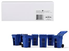Set of 6 Garbage Trash Bin Containers Replica 1/34 Models by First Gear - Blue