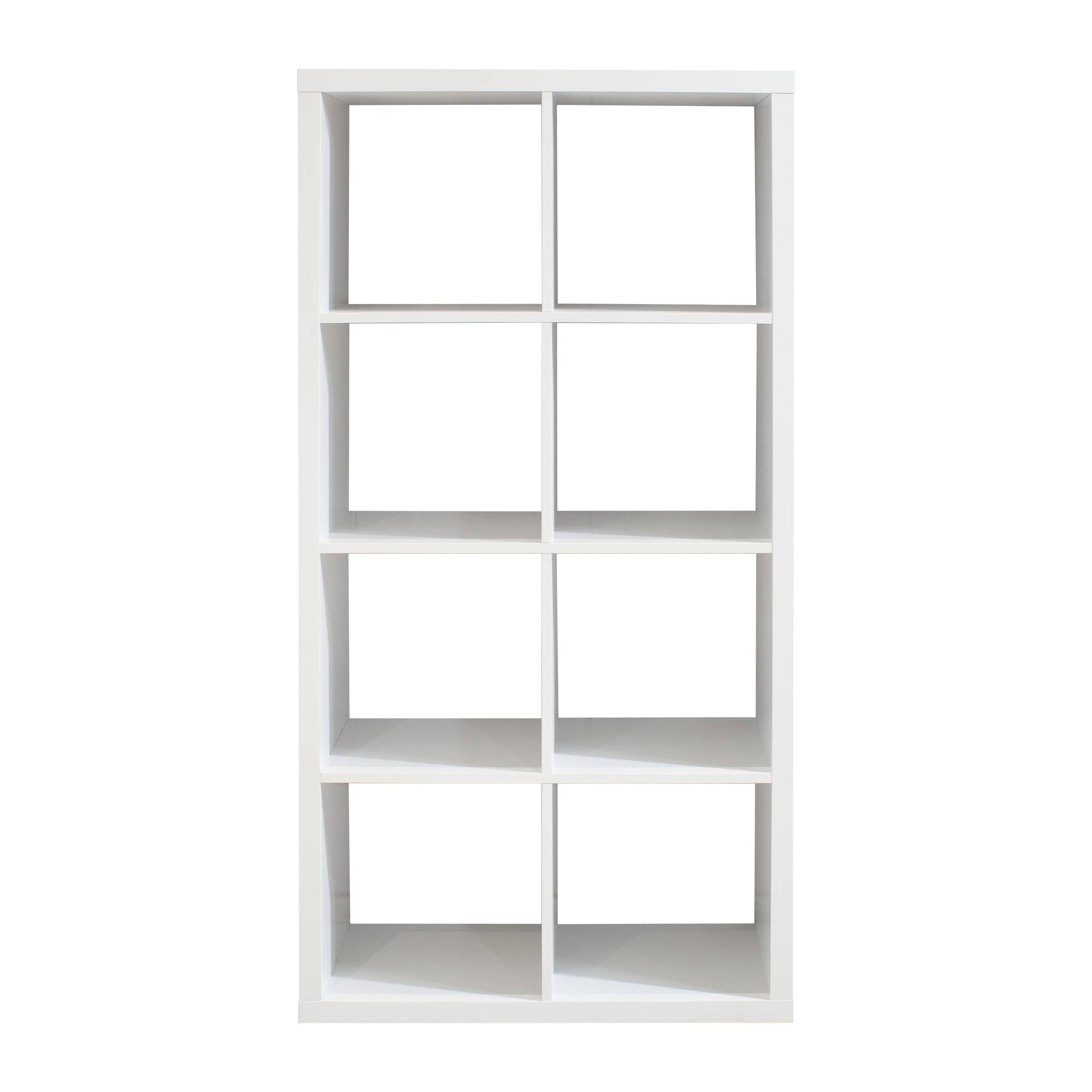 Front. Spaco - 8 Organizer File Cabinet, 2 x 4 Bookcase Storage Shelf with Open Back Design, Modern Display Unit for Home Office - White.