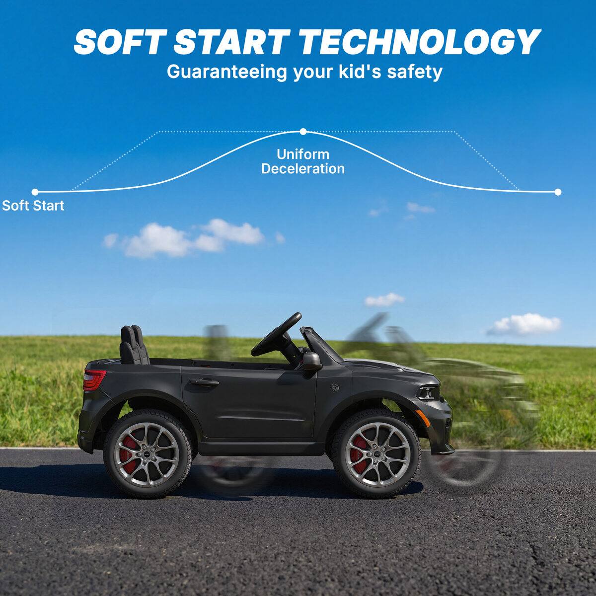 SOFT START TECHNOLOGY  
Guaranteeing your kid's safety  
Uniform Deceleration  
Soft Start