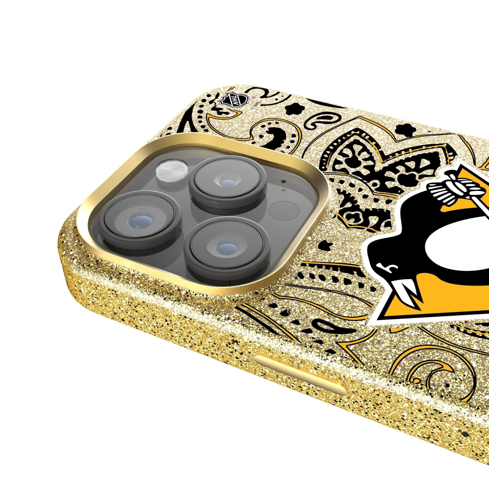 Alt View 3. Keyscaper - Gold Pittsburgh Penguins Paisley Bling iPhone Case - 15 - Gold.