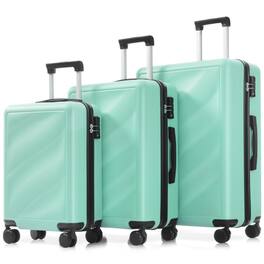 BreeBe - 3-Piece Luggage Set, Lightweight ABS Suitcases with Spinner Wheels and TSA Lock, Carry-On & Checked 20/24/28 Inch - Green