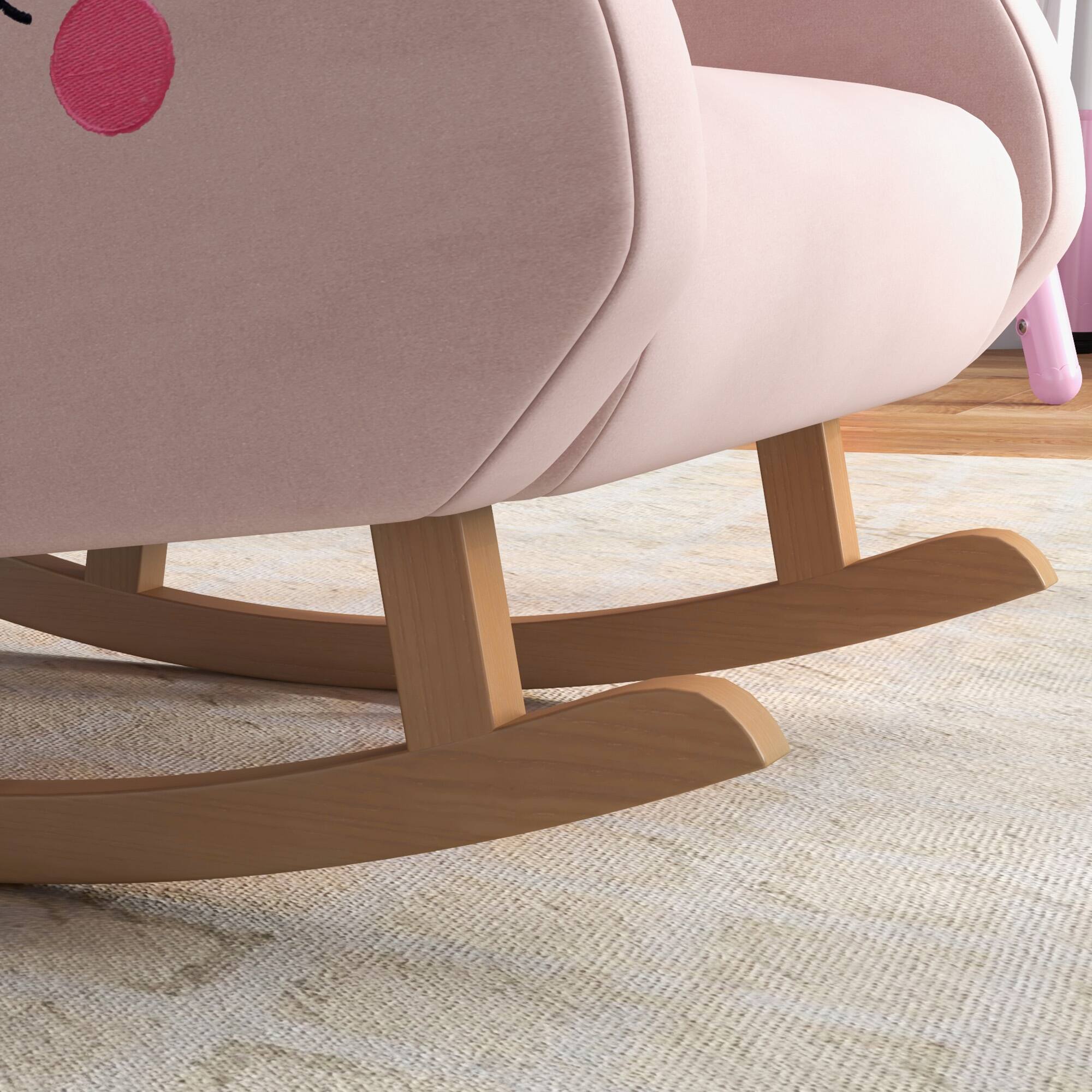 Alt View 5. Qaba - Kids Cloud Shaped Rocking Chair, Children Rocker Armchair for Nursery Playroom Preschool, Solid Wood Legs, Anti-Tipping - Pink.