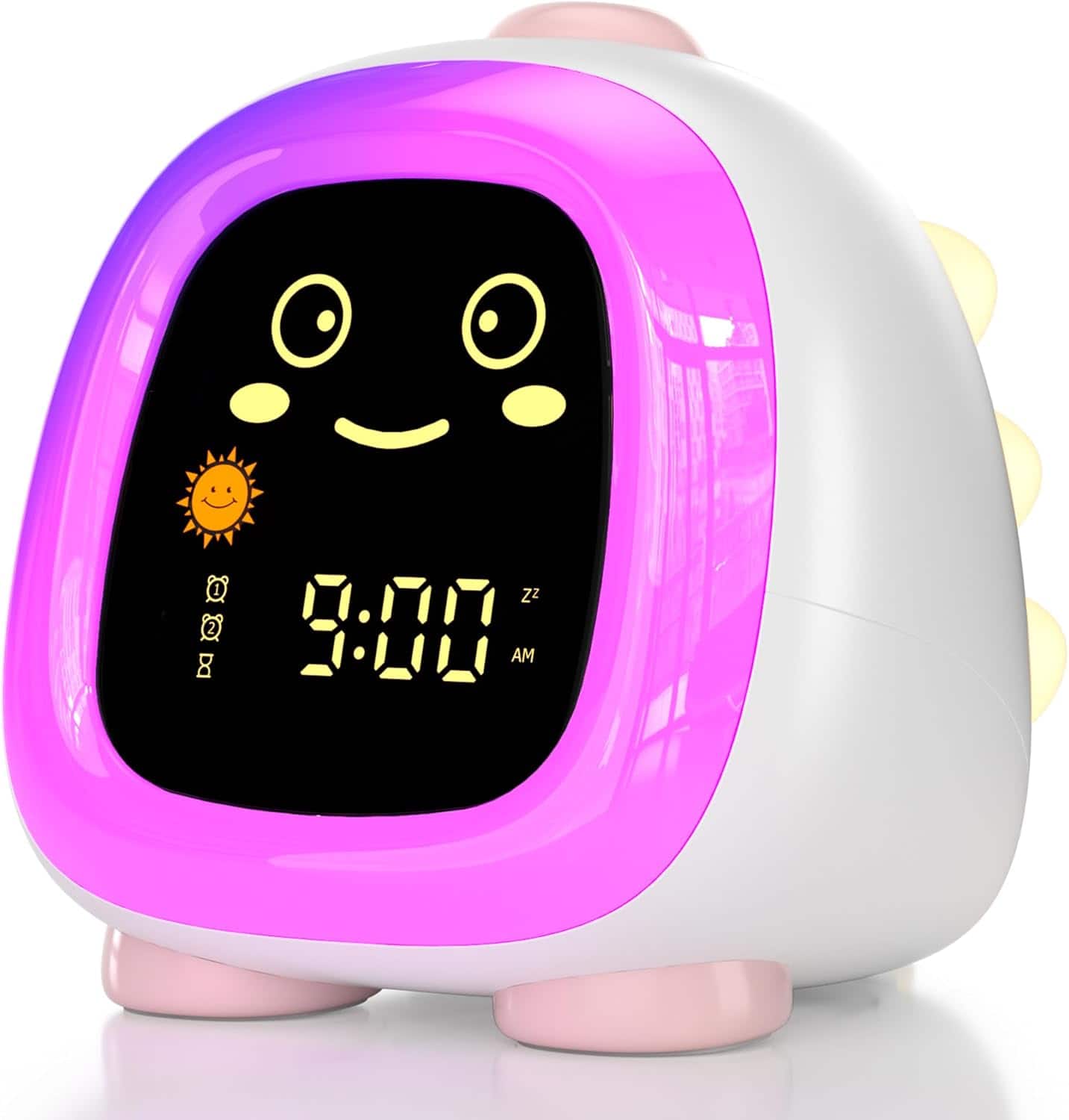 FINEAK - Kids Alarm Clock Ok to Wake Cute Night Light - Powder Pink