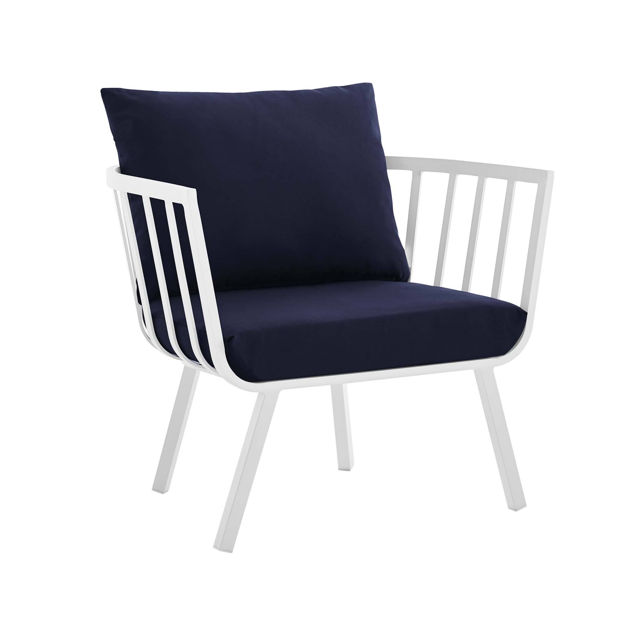 Angle. Modway - Riverside Outdoor Patio Aluminum Armchair by Modway - White Navy.