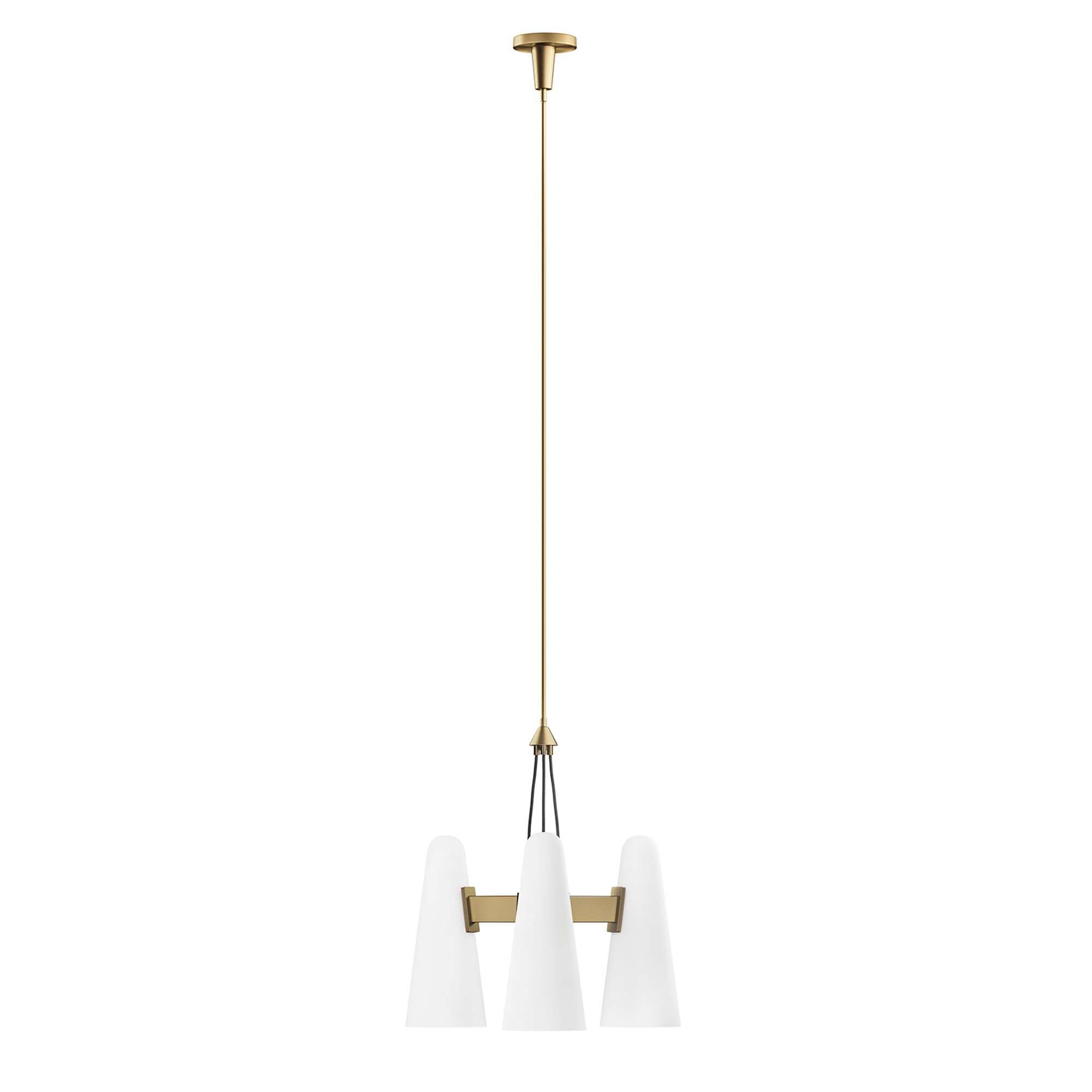 Alt View 2. Modway - Beacon 3-Light Pendant Light by Modway - Opal Satin Brass.
