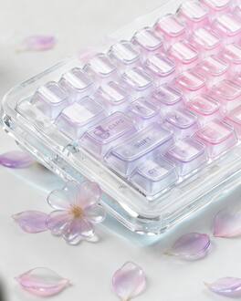 Womier - MDA Profile Keycaps Set, Gradient Notes Shine Through keycaps for All Layout Keyboard - Pink