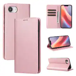 Dteck - Case for Apple iPhone 17e / 16e,Wallet Case with Card Holder for Women Men,Shockproof PU Leather Flip Kickstand Cover - Rosegold