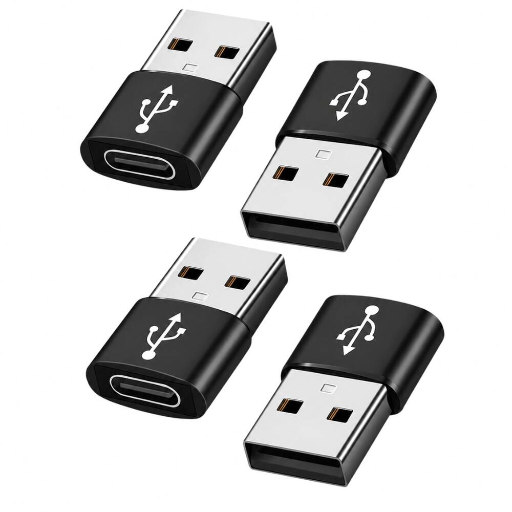 Alt View 1. Qixxronics - USB to USB C Adapter 4PCS,USBC Female to USBA Male Car Charger Adapter, TypeC Converter for iPhone, iPad, Samsung Galaxy - Black.