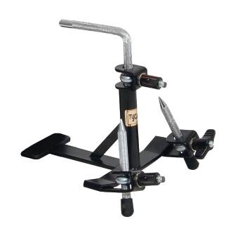 Front. Tycoon Percussion - Pedal Percussion Mount, Stainless Steel with Black Powder-Coated Finish, Mounts Cowbells or Blocks to Foot Pedals.