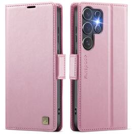 Dteck - Slim Premium Leather Shockproof Flip Kickstand Card Wallet Phone Case For Samsung Galaxy S26 Ultra - Rosegold