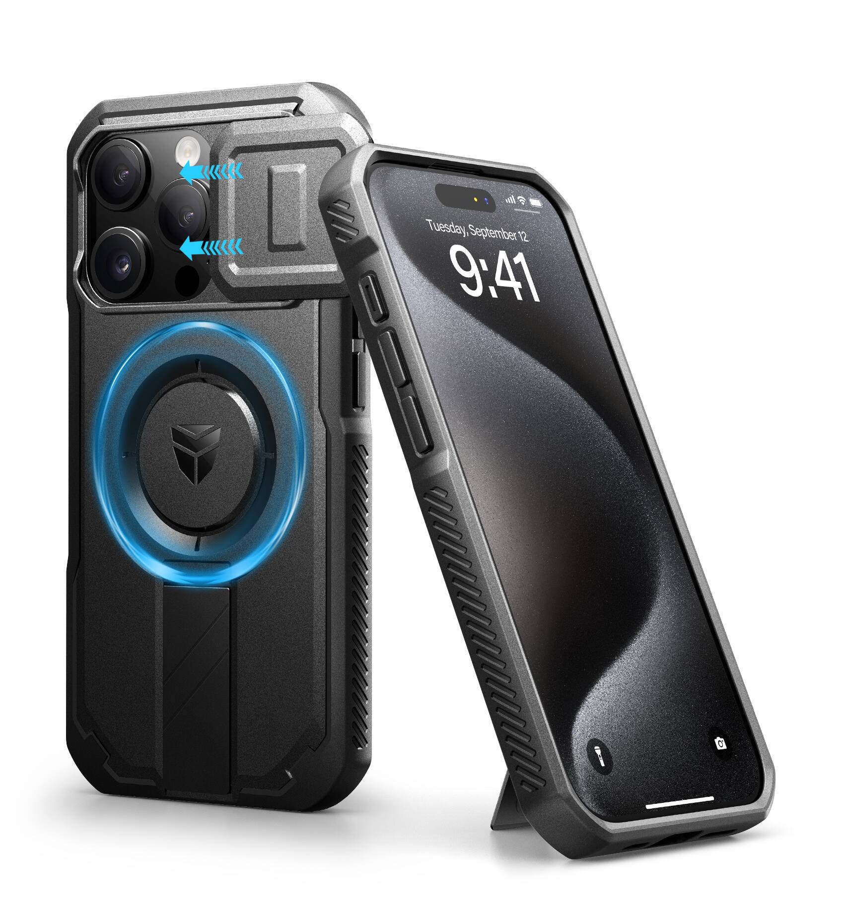 Dexnor - Phone Case for iPhone 15 Pro with Slide Camera Cover, Compatible with MagSafe Heavy-Duty Rugged Magnetic Shockproof - Black price history on PriceWatchPro