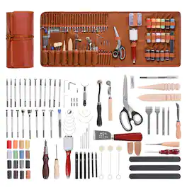 VEVOR - Leather Working Tools Kit, 92 PCS Leather Craft Tools with Portable Leather Storage Bag - Brown