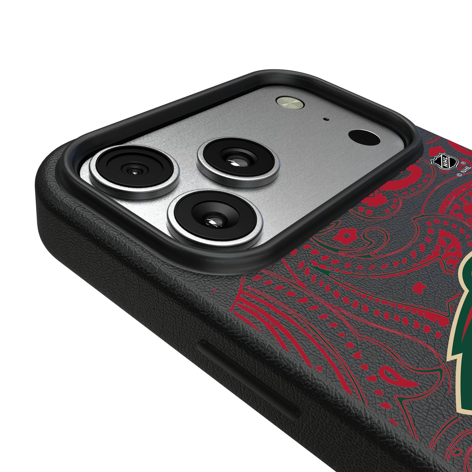 Alt View 2. Keyscaper - Black Minnesota Wild Paisley iPhone Magnetic Bump Case - 16 Pro - Black.